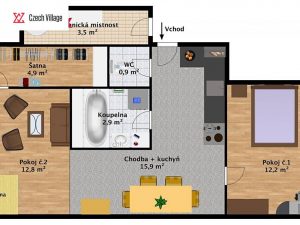 Квартира 2+kk 55 m² — Smecno, Kladno